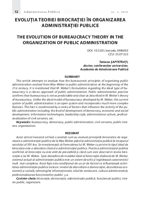 (PDF) The evolution of bureaucracy theory in the organization of public ...