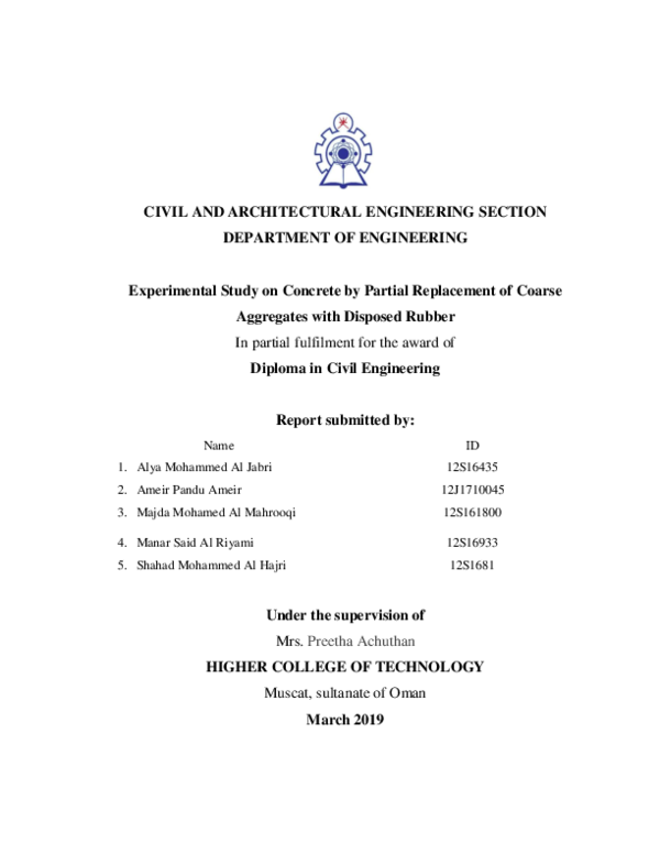 (PDF) Experimental Study on Concrete by Partial Replacement of Coarse ...