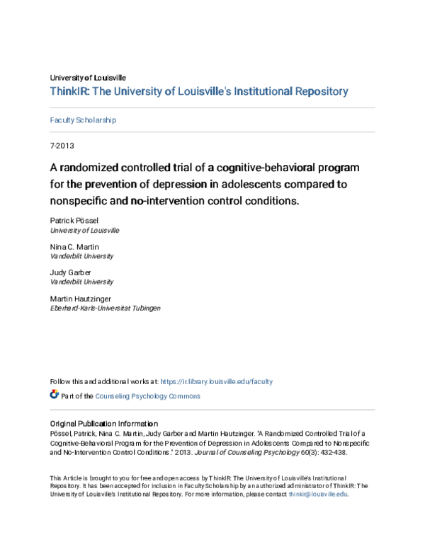 (PDF) A randomized controlled trial of a cognitive-behavioral program ...