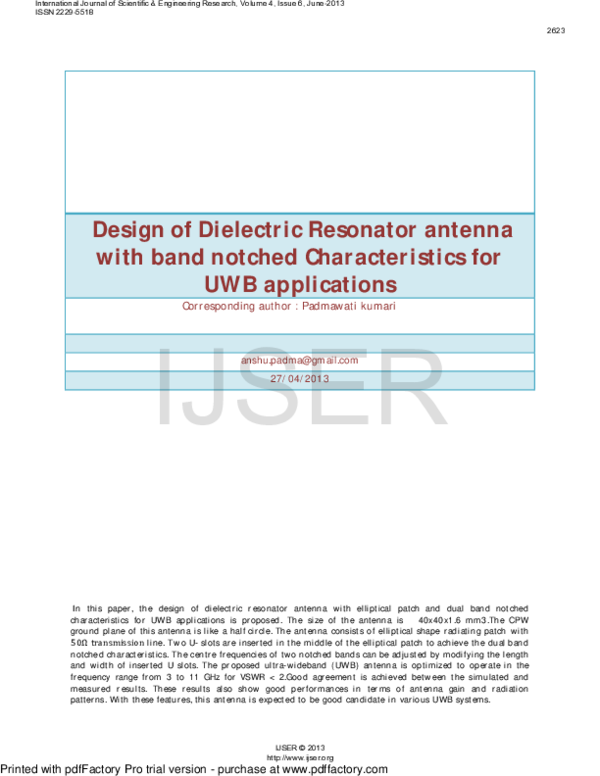 (PDF) Design of Dielectric Resonator antenna with band notched ...