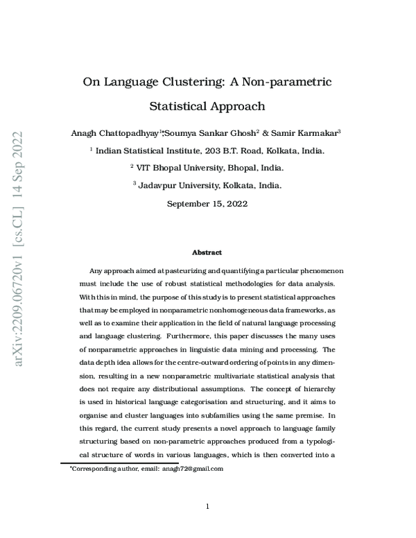 (PDF) On Language Clustering: A Non-parametric Statistical Approach