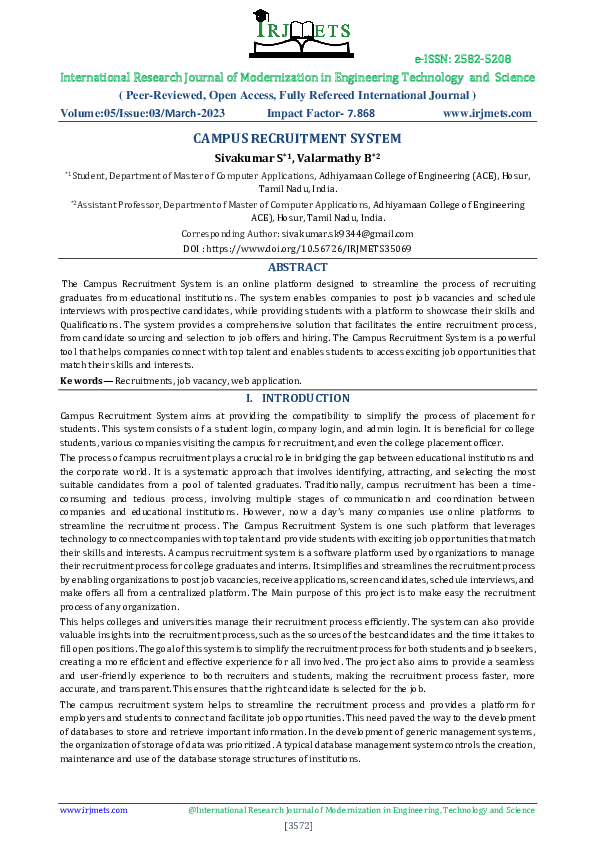 PDF) Campus Recruitment System