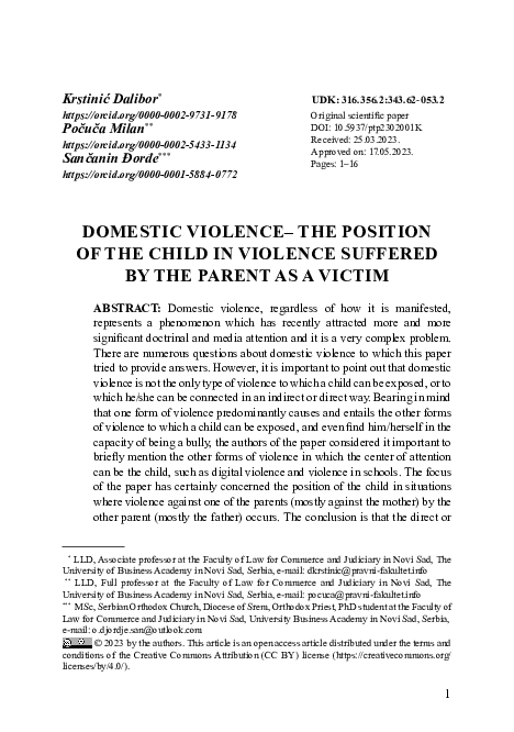 (PDF) Domestic violence: The position of the child in violence suffered ...