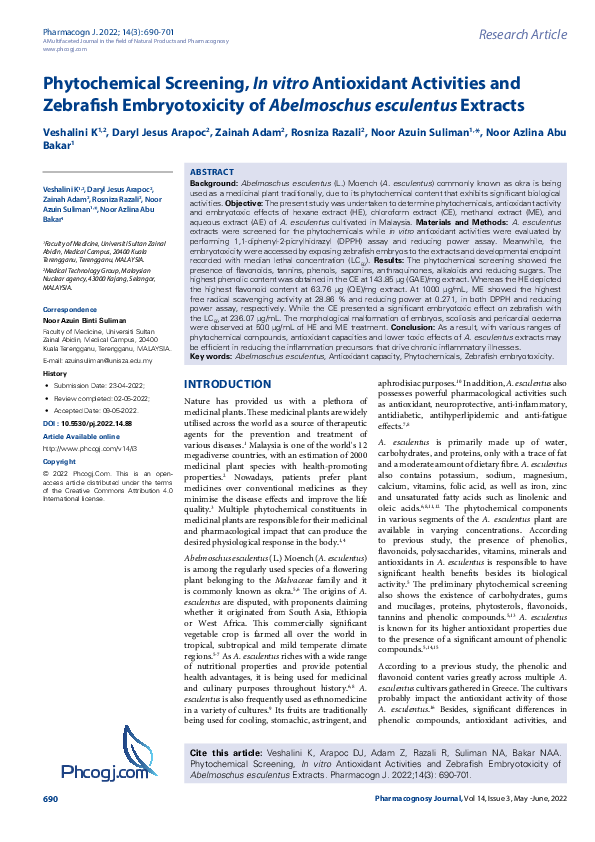 (PDF) Phytochemical Screening, In vitro Antioxidant Activities and ...
