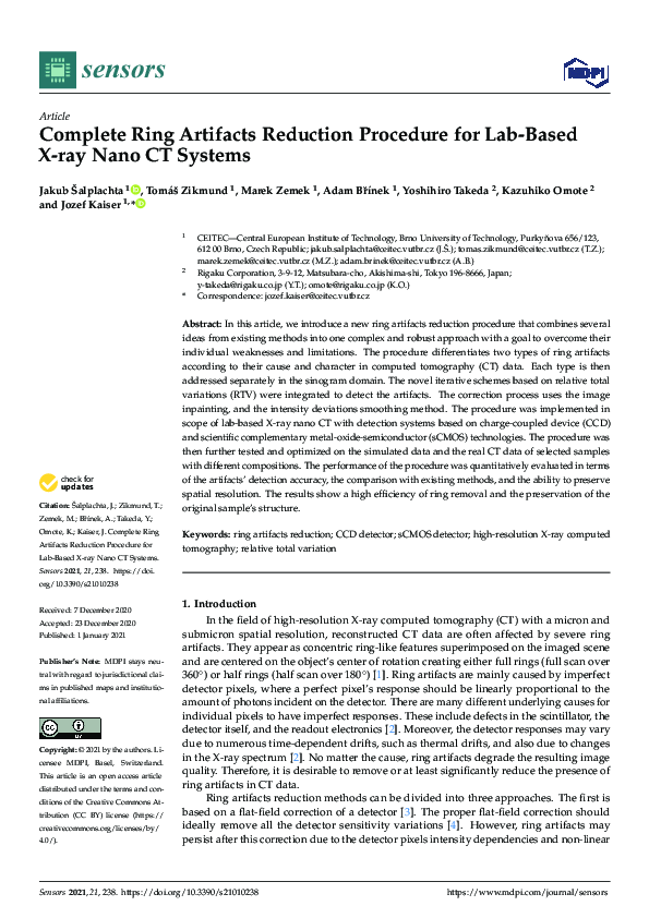 (PDF) Complete Ring Artifacts Reduction Procedure for Lab-Based X-ray ...