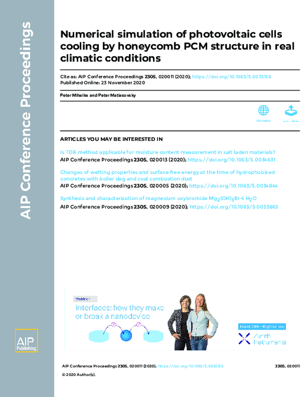 (PDF) Numerical simulation of photovoltaic cells cooling by honeycomb ...