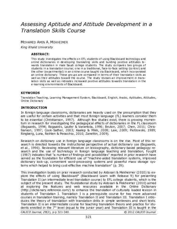 (PDF) Assessing Aptitude and Attitude Development Upon Teaching ...