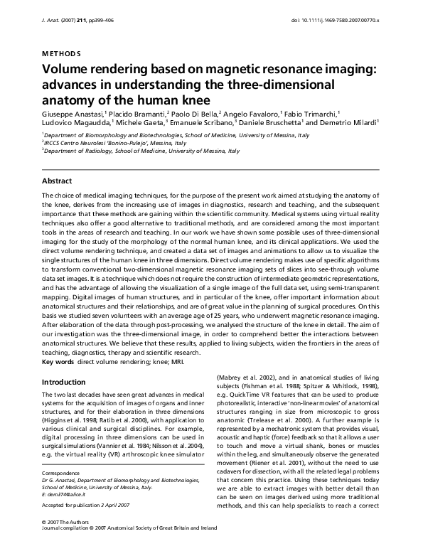 (PDF) Volume rendering based on magnetic resonance imaging: advances in ...