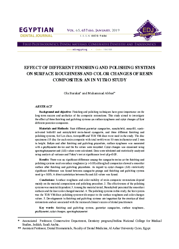 (PDF) Effect of different finishing and polishing systems on surface ...