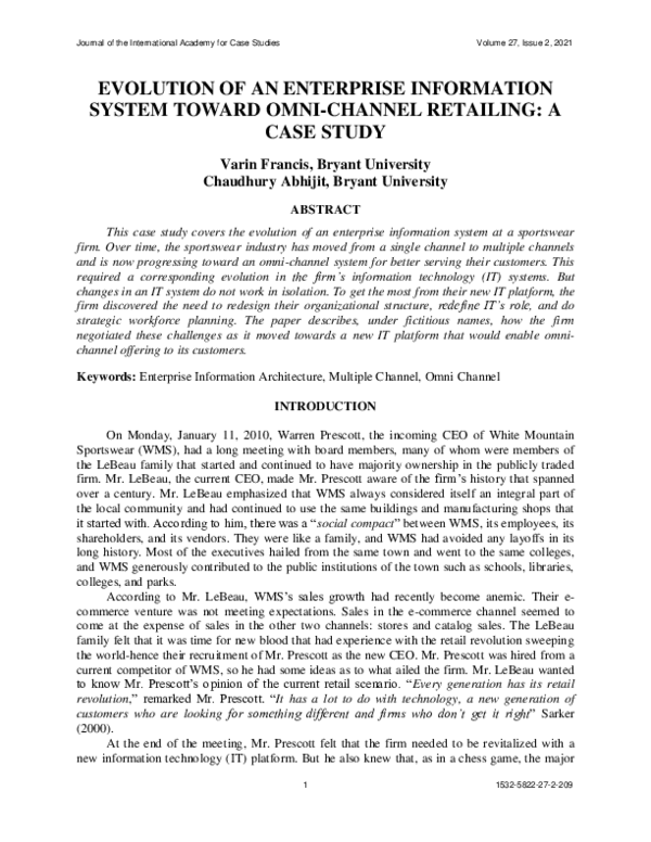 (PDF) Evolution of an Enterprise Information System Toward Omni-Channel ...