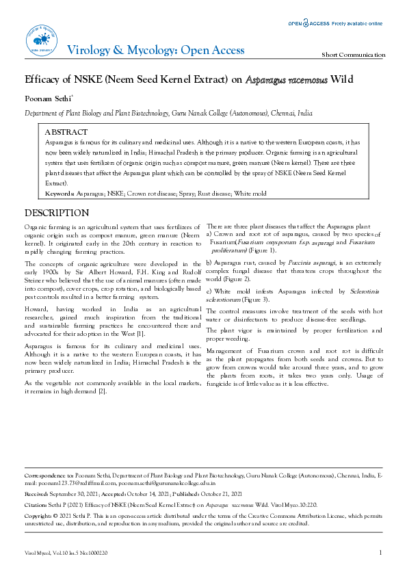 (PDF) Efficacy of NSKE (Neem Seed Kernel Extract) on Asparagus ...