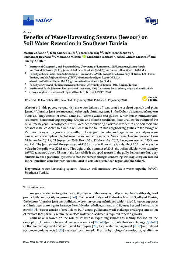 (PDF) Benefits of Water-Harvesting Systems (Jessour) on Soil Water ...