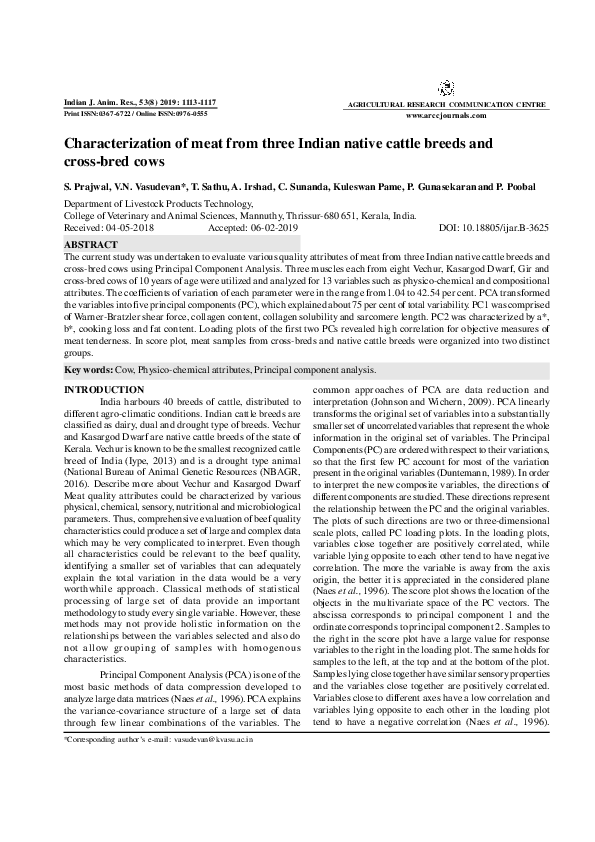 (PDF) Characterization of meat from three Indian native cattle breeds ...