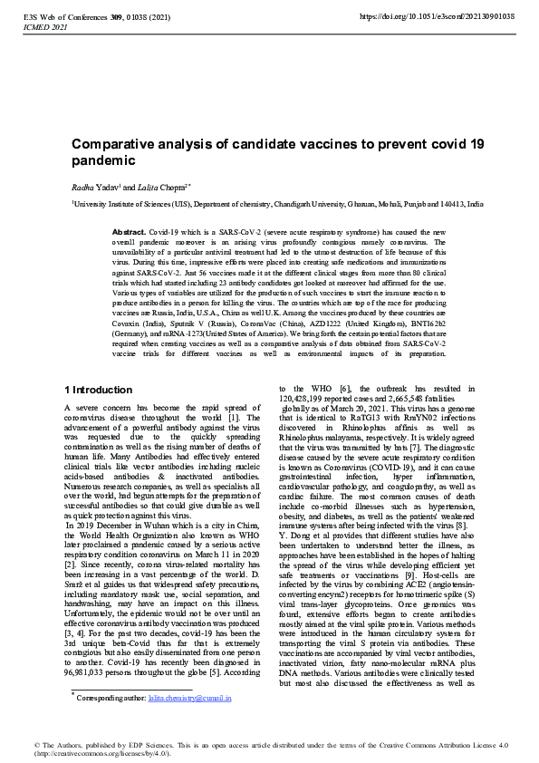 (PDF) Comparative analysis of candidate vaccines to prevent covid 19 ...