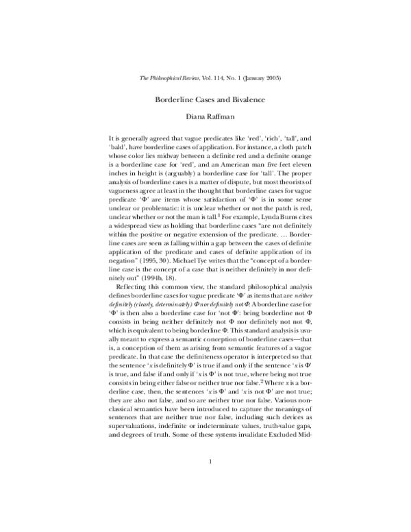 (PDF) Borderline Cases and Bivalence
