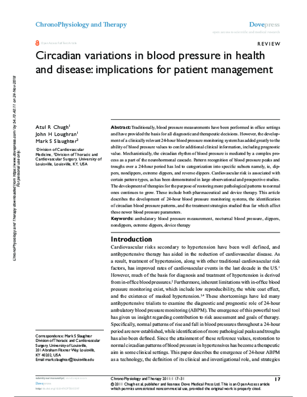 (PDF) Circadian variations in blood pressure in health and disease ...