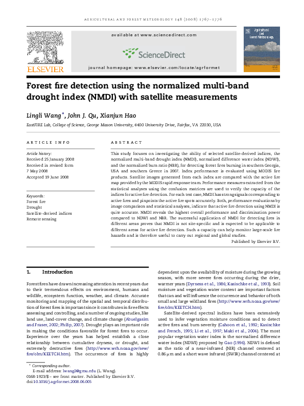 (PDF) Forest fire detection using the normalized multi-band drought ...