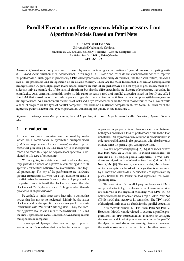 (PDF) Parallel Execution on HeterogeneousMultiprocessors from Algorithm ...