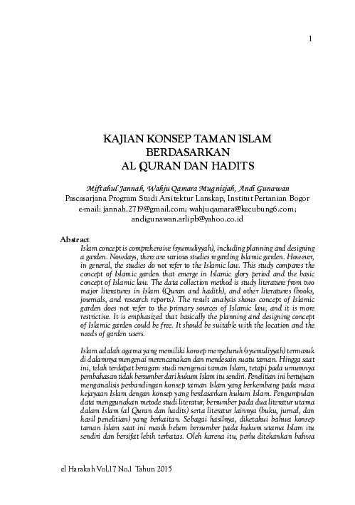 (PDF) Kajian Konsep Taman Islam Berdasarkan Al Quran Dan Hadits