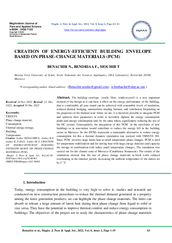 (PDF) CREATION OF ENERGY-EFFICIENT BUILDING ENVELOPE BASED ON PHASE ...