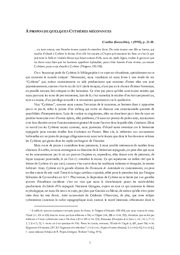 (PDF) À propos de quelques Cythères méconnues