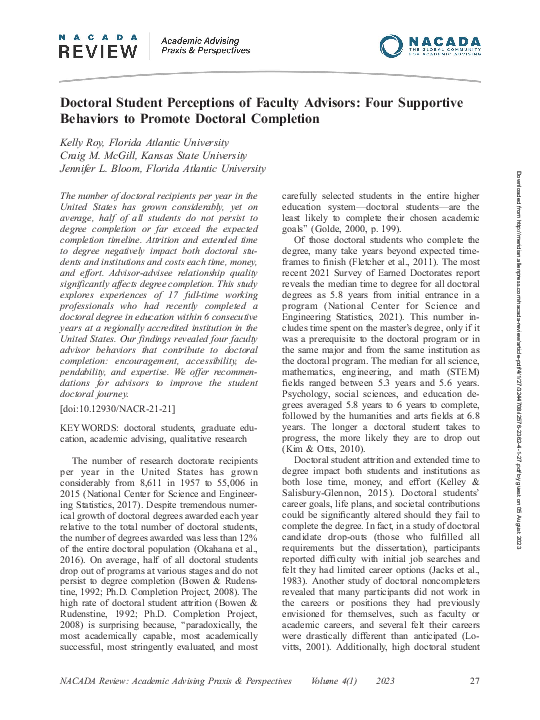 (PDF) Doctoral Student Perceptions of Faculty Advisors: Four Supportive ...