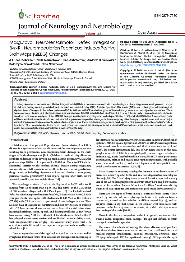 (PDF) Neurosensorimotor Reflex Integration ( MNRI ) Neuromodulation ...