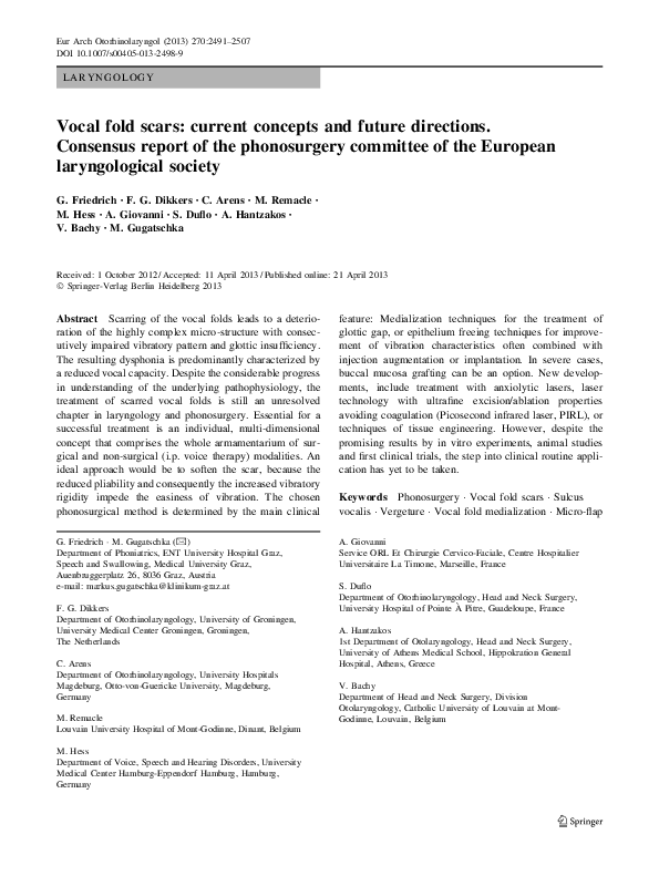 (PDF) Vocal fold scars: current concepts and future directions ...