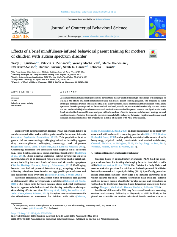 (PDF) Effects of a brief mindfulness-infused behavioral parent training ...