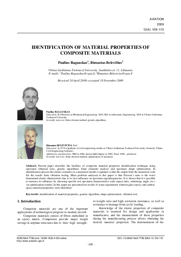 (PDF) Identification of Material Properties of Composite Materials