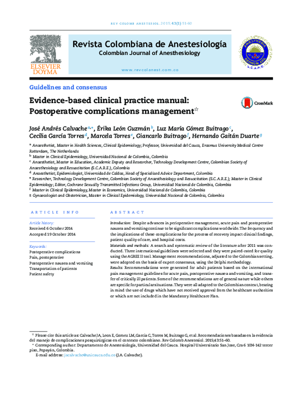 (PDF) Evidence-based clinical practice manual: Postoperative ...