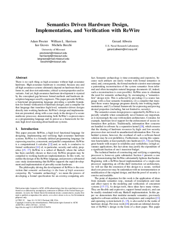 (PDF) Semantics Driven Hardware Design, Implementation, and ...