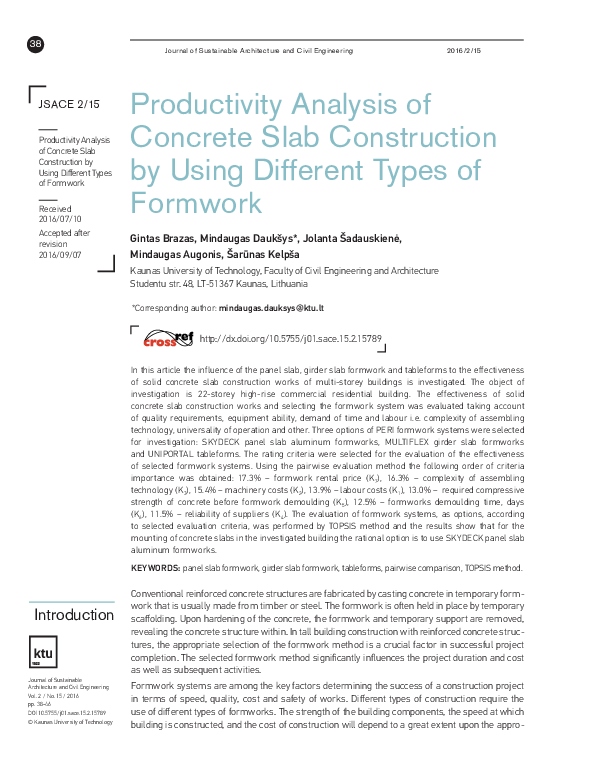 (PDF) Productivity analysis of concrete slab construction by using ...