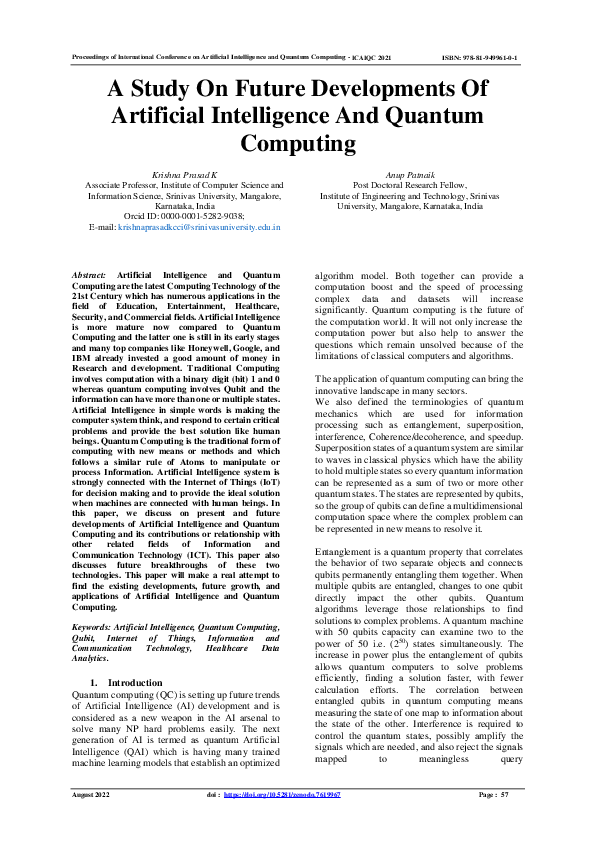 (PDF) A Study on Future Developments of Artificial Intelligence and ...