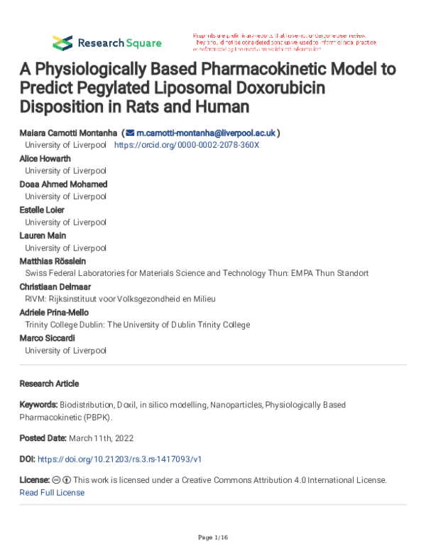 (PDF) A physiologically based pharmacokinetic model to predict ...