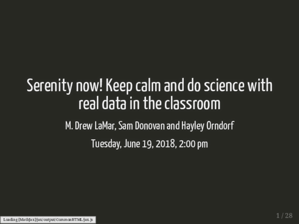 (PDF) Serenity now! Keep calm and do science with real data in the ...