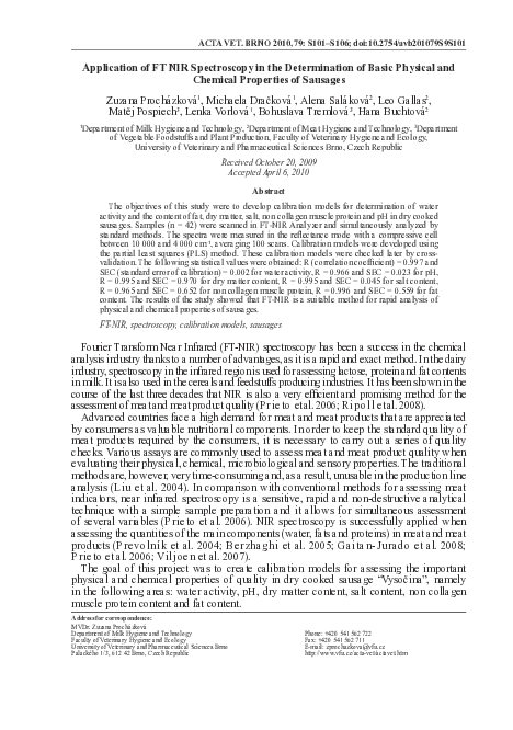 (PDF) Application of FT NIR Spectroscopy in the Determination of Basic ...