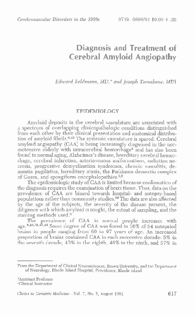 (PDF) Diagnosis and Treatment of Cerebral Amyloid Angiopathy