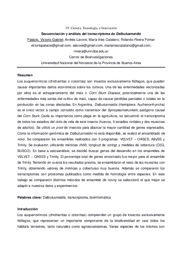 (PDF) Secuenciación y análisis del transcriptoma de dalbulusmaidis