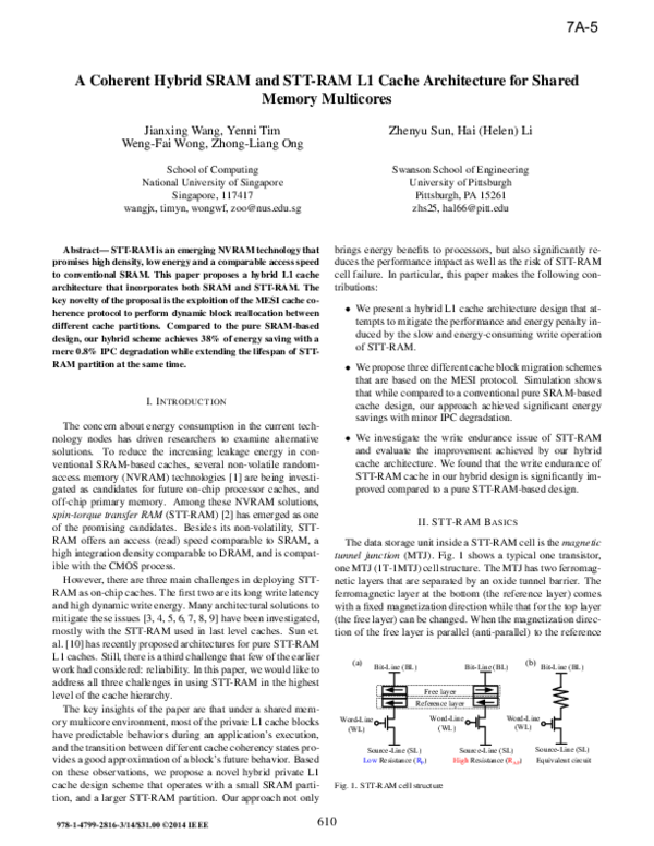 (PDF) A coherent hybrid SRAM and STT-RAM L1 cache architecture for ...