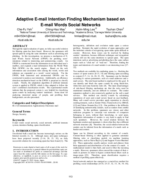 (PDF) Adaptive e-mail intention finding mechanism based on e-mail words ...