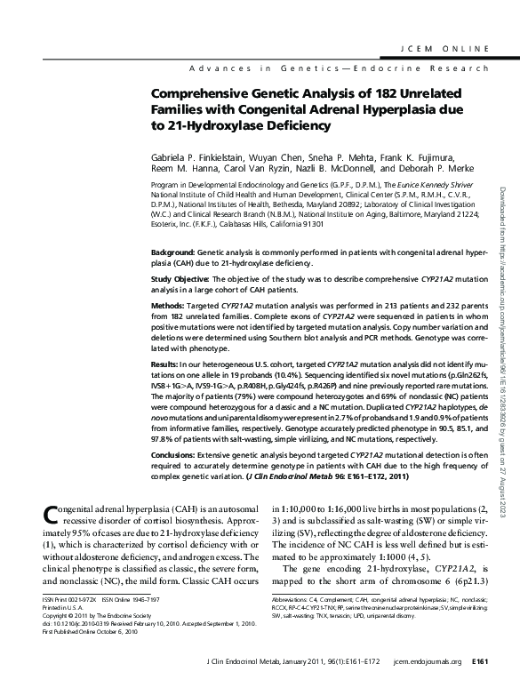 (PDF) Comprehensive Genetic Analysis of 182 Unrelated Families with ...
