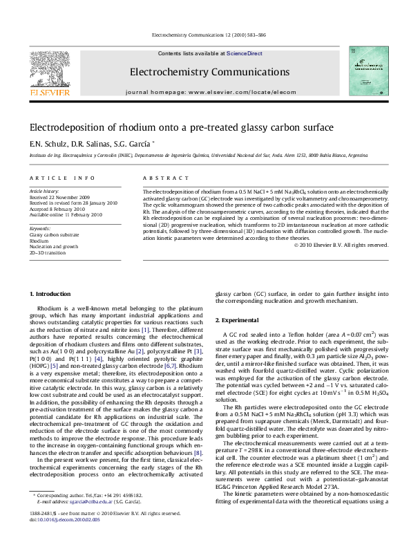 (PDF) Electrodeposition of rhodium onto a pre-treated glassy carbon surface