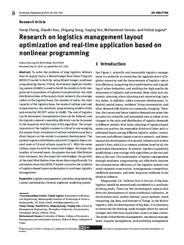 (PDF) Research on logistics management layout optimization and real ...