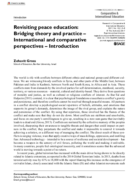 (PDF) Revisiting peace education: Bridging theory and practice ...