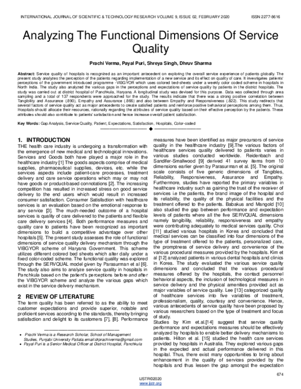 (PDF) Analyzing The Functional Dimensions Of Service Quality
