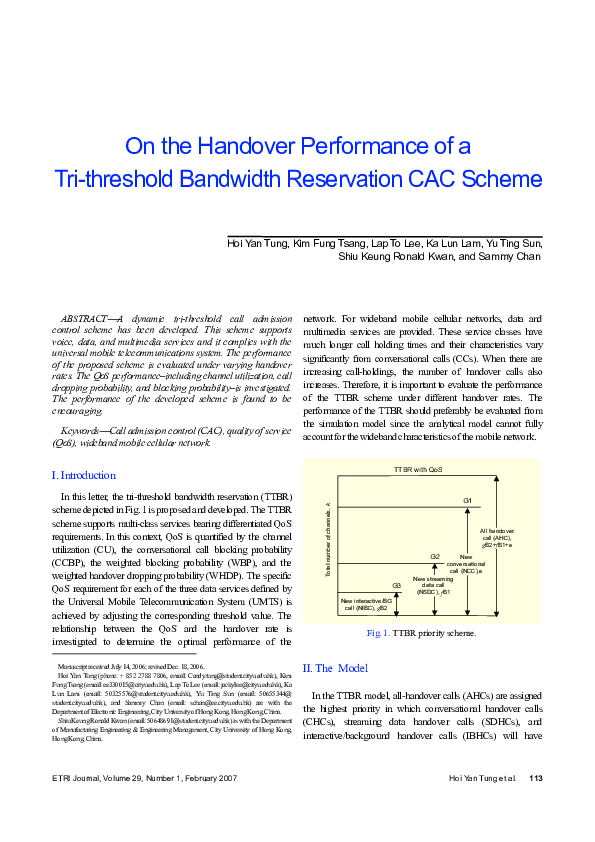 (PDF) On the Handover Performance of a Trithreshold Bandwidth