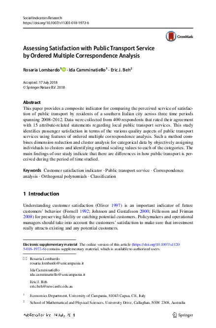 (PDF) Assessing Satisfaction with Public Transport Service by Ordered ...