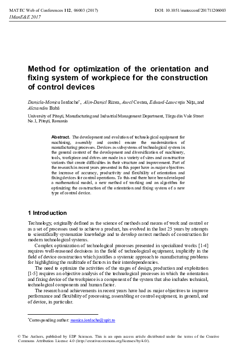 (PDF) Method for optimization of the orientation and fixing system of ...