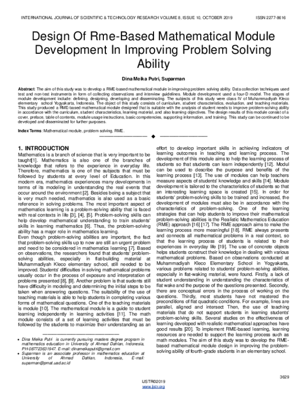 (PDF) Design Of Rme-Based Mathematical Module Development In Improving ...